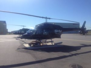 Repairing the locks on a Bell Helicopter.